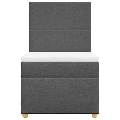 Boxspring met matras stof donkergrijs 90x190 cm