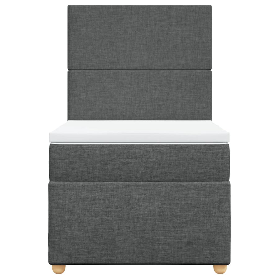 Boxspring met matras stof donkergrijs 90x190 cm