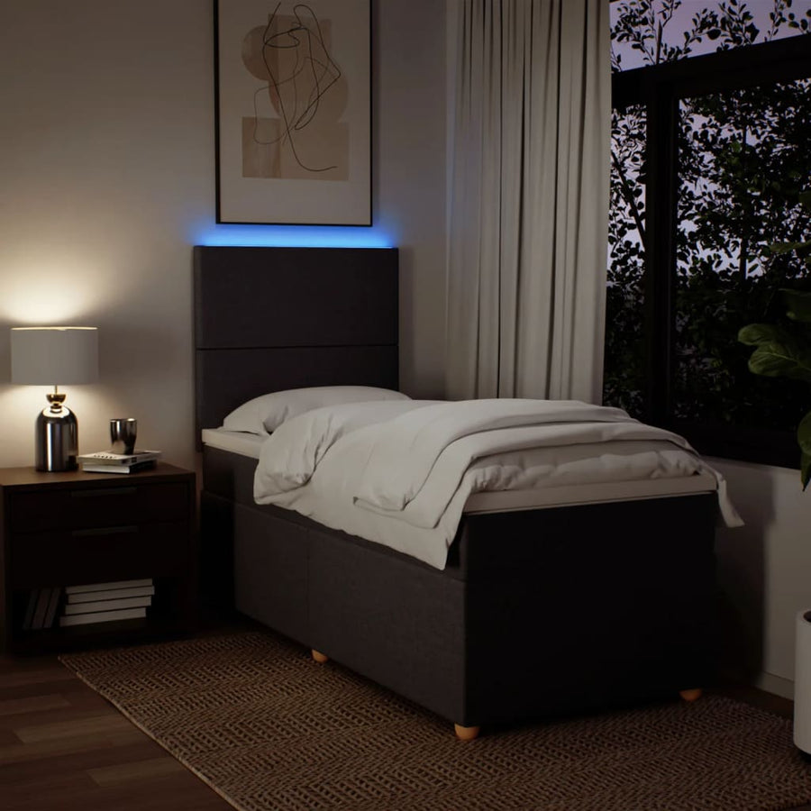 Boxspring met matras stof donkerbruin 90x190 cm