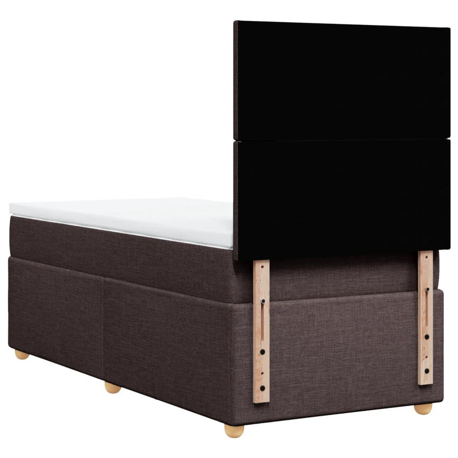 Boxspring met matras stof donkerbruin 90x190 cm