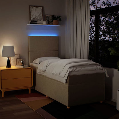 Boxspring met matras stof crèmekleurig 90x190 cm