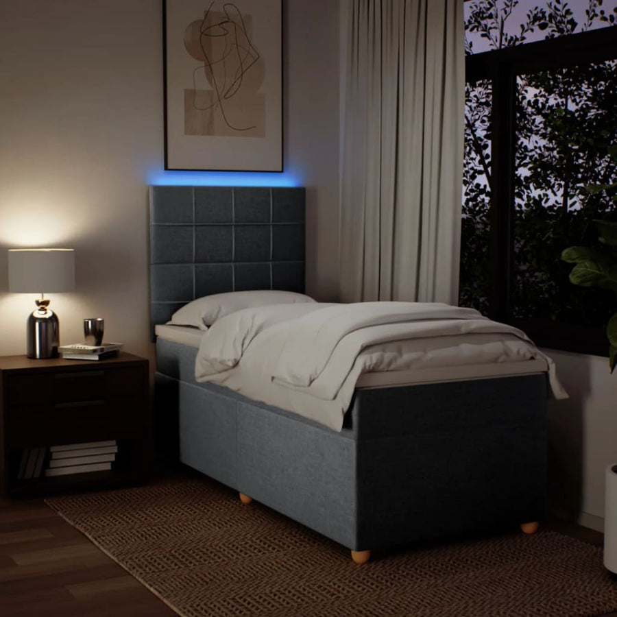Boxspring met matras stof lichtgrijs 90x190 cm