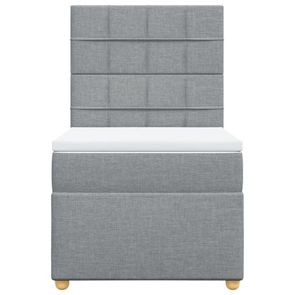 Boxspring met matras stof lichtgrijs 90x190 cm