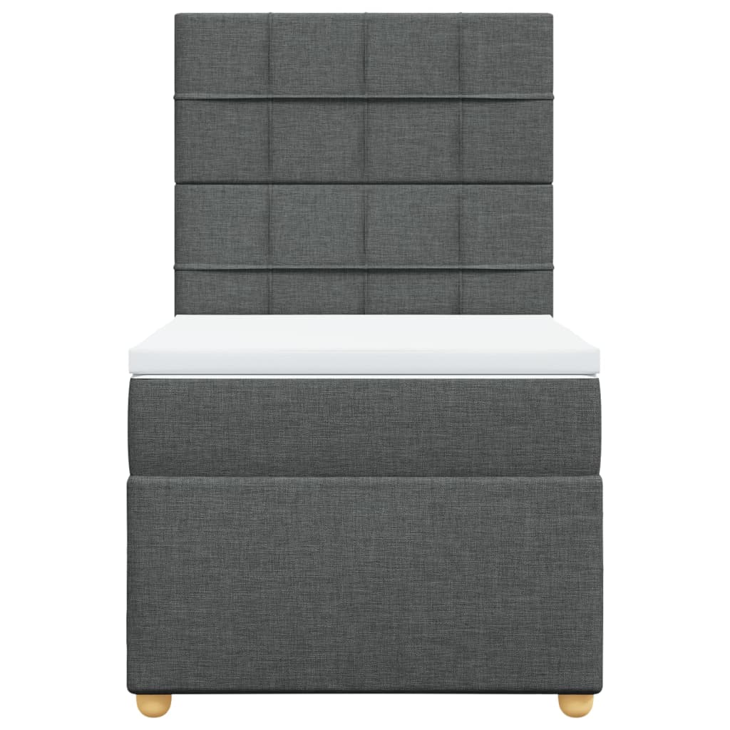 Boxspring met matras stof donkergrijs 90x190 cm