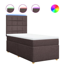 Boxspring met matras stof donkerbruin 90x190 cm