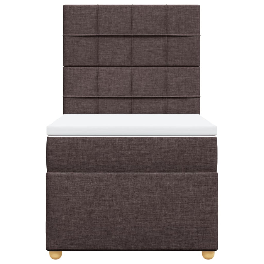 Boxspring met matras stof donkerbruin 90x190 cm