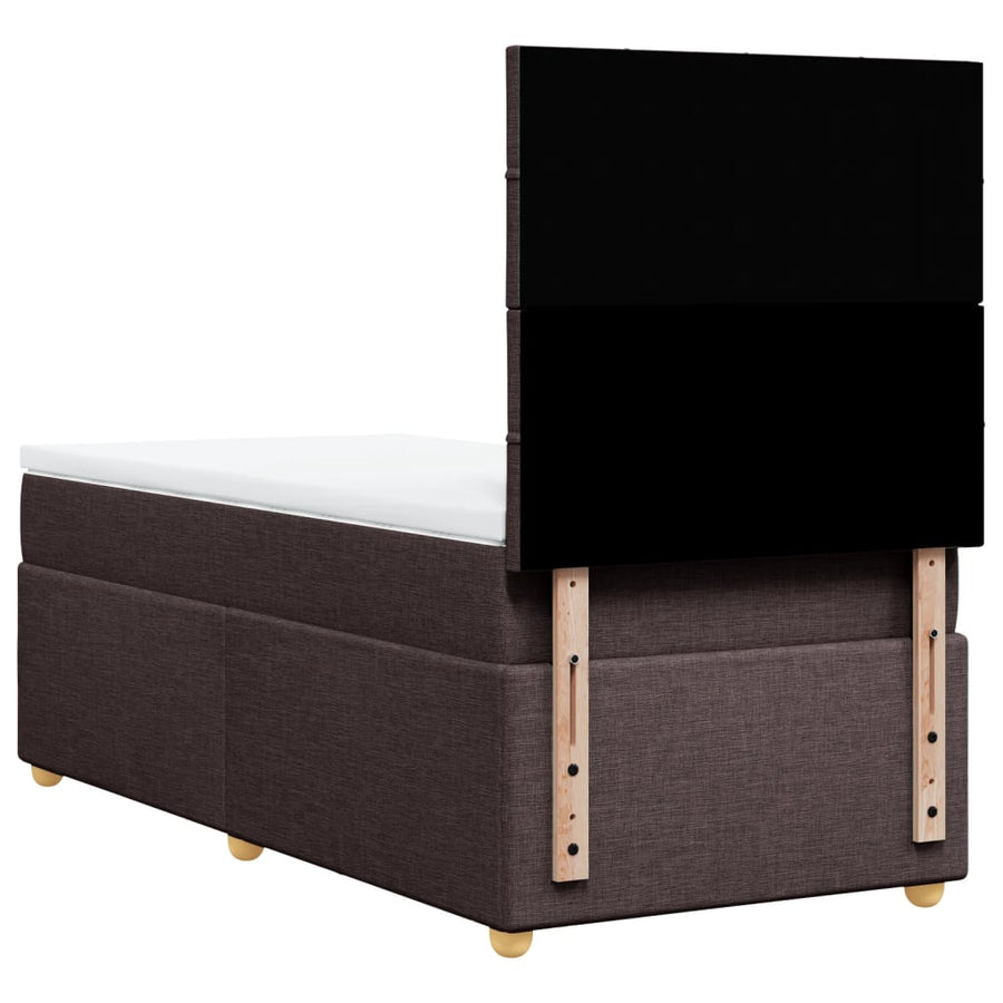 Boxspring met matras stof donkerbruin 90x190 cm