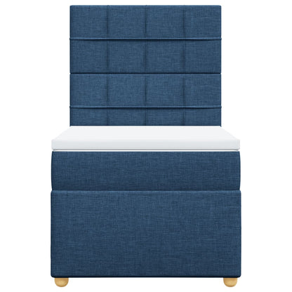 Boxspring met matras stof blauw 90x190 cm