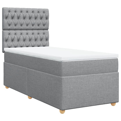 Boxspring met matras stof lichtgrijs 90x190 cm