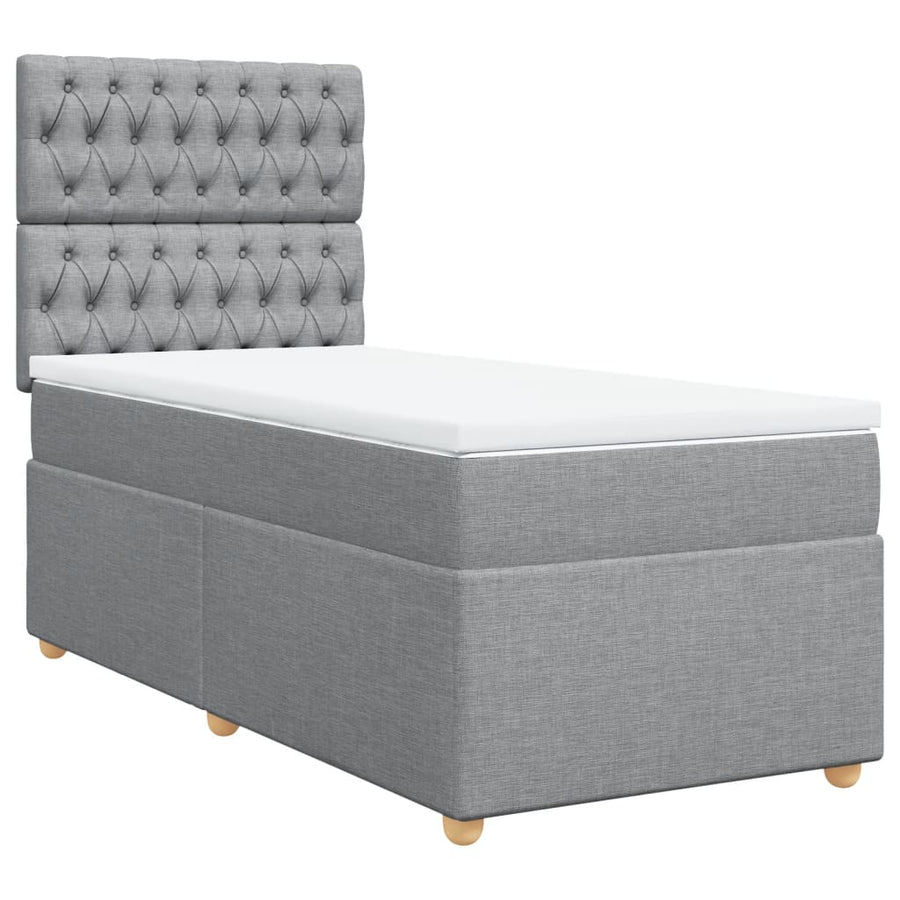 Boxspring met matras stof lichtgrijs 90x190 cm