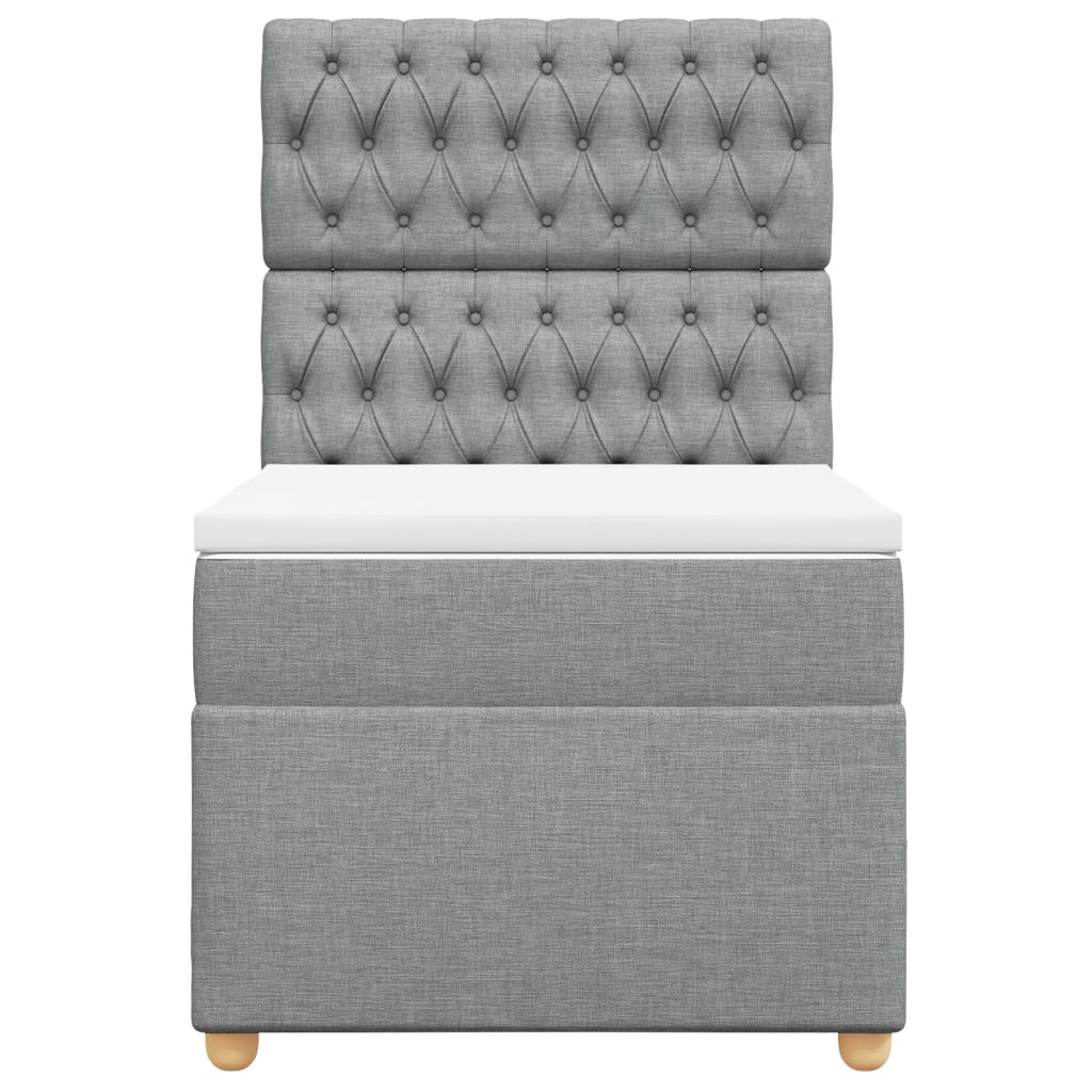 Boxspring met matras stof lichtgrijs 90x190 cm