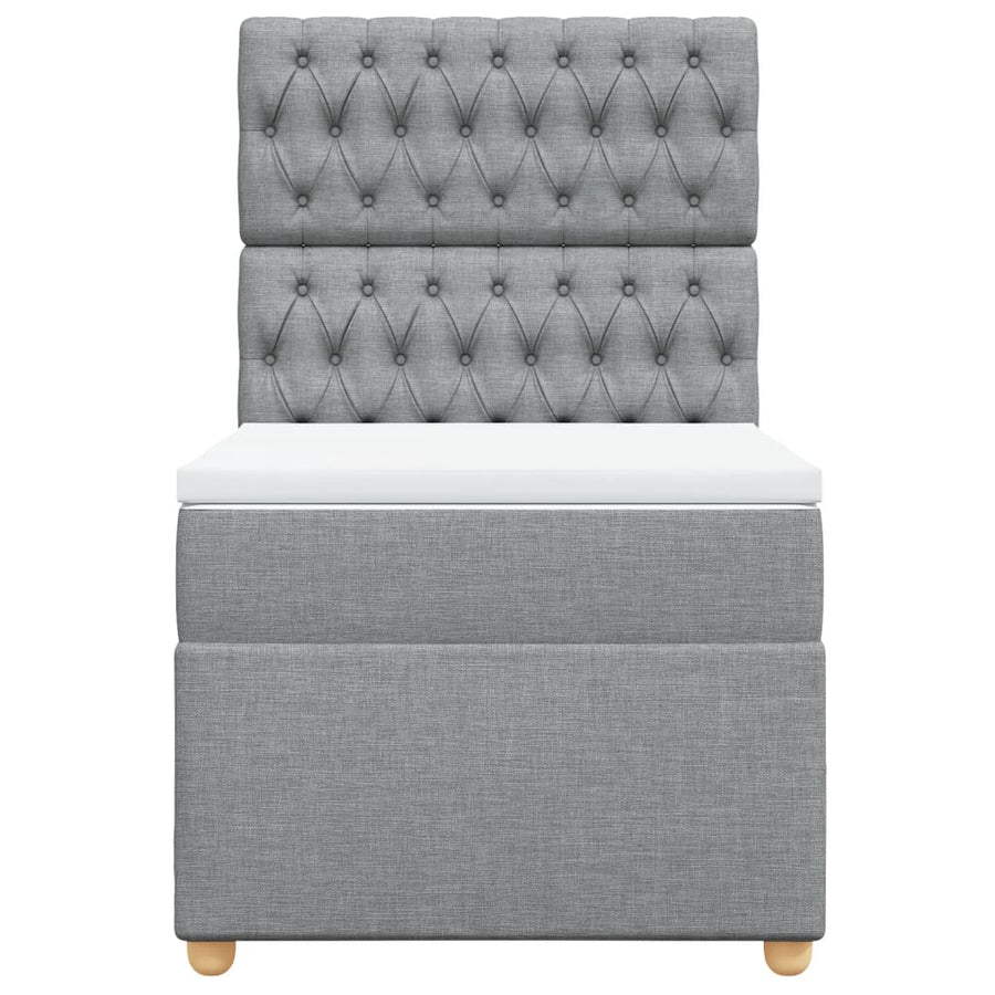 Boxspring met matras stof lichtgrijs 90x190 cm
