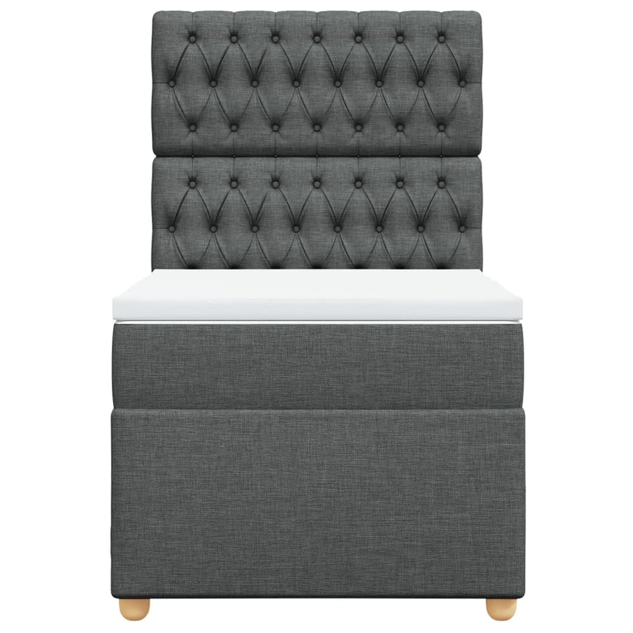 Boxspring met matras stof donkergrijs 90x190 cm