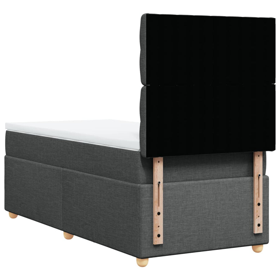 Boxspring met matras stof donkergrijs 90x190 cm