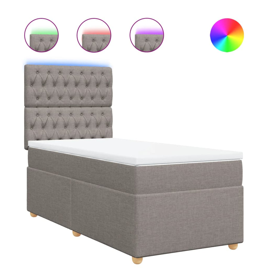 Boxspring met matras stof taupe 90x190 cm