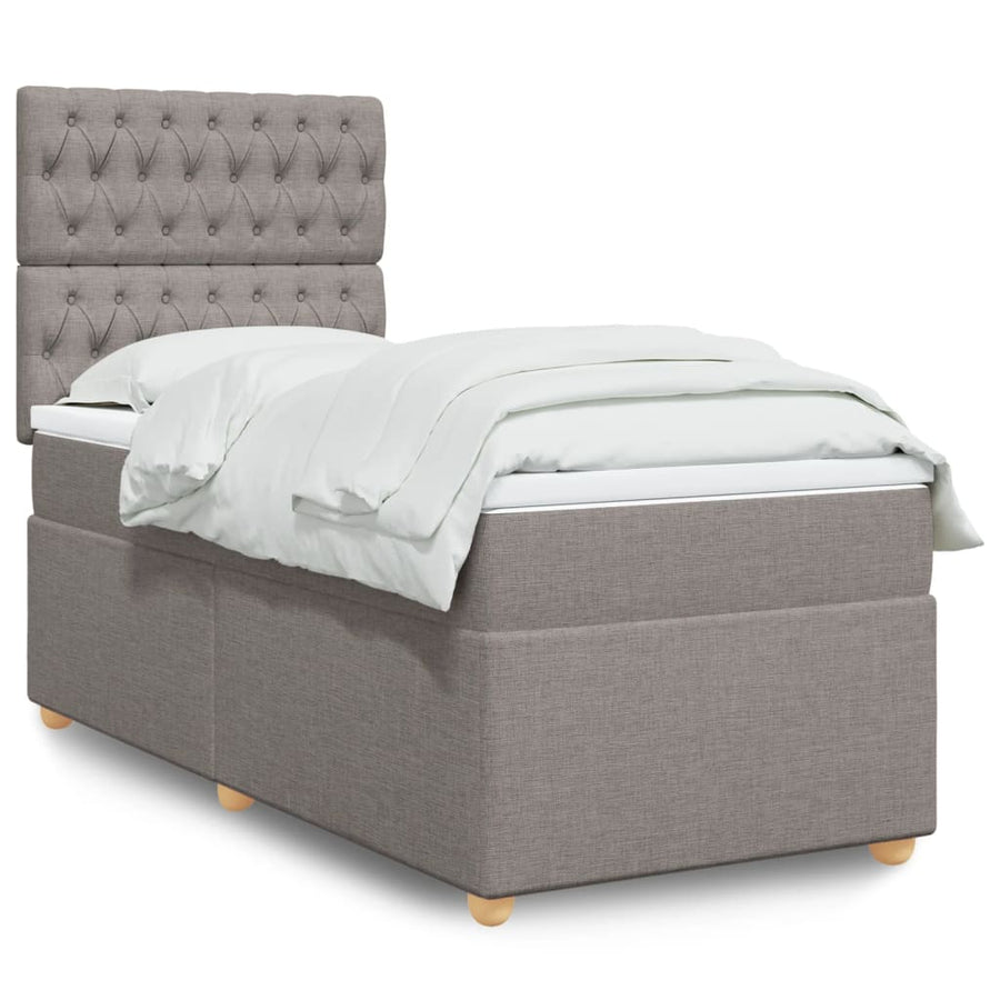 Boxspring met matras stof taupe 90x190 cm