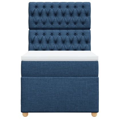 Boxspring met matras stof blauw 90x190 cm