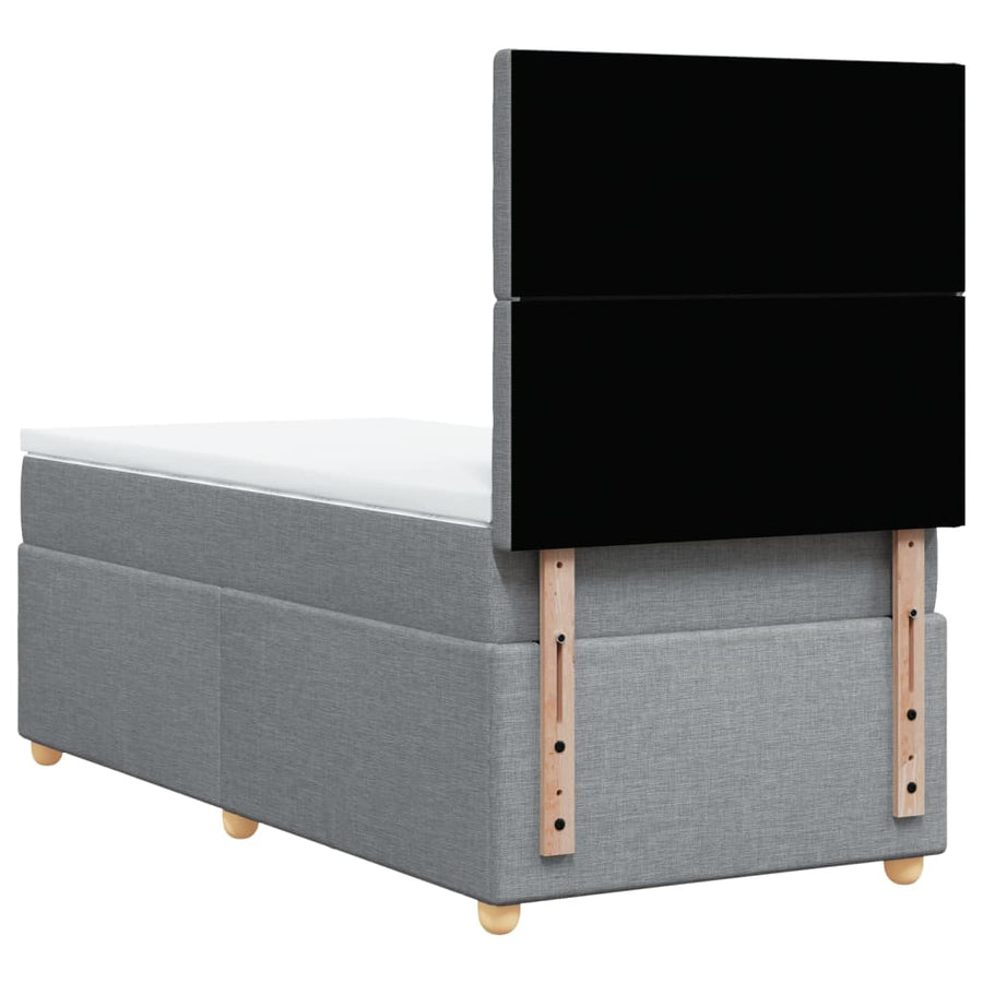 Boxspring met matras stof lichtgrijs 90x190 cm