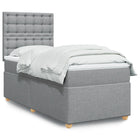 Boxspring met matras stof lichtgrijs 90x190 cm