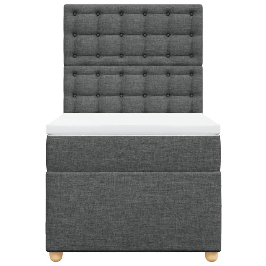 Boxspring met matras stof donkergrijs 90x190 cm