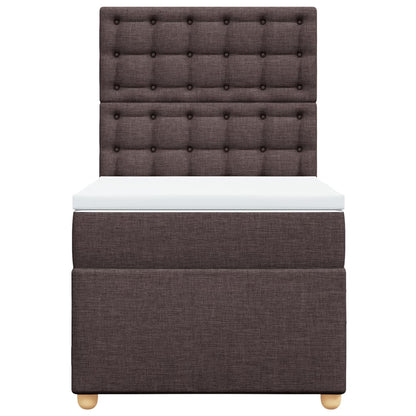 Boxspring met matras stof donkerbruin 90x190 cm