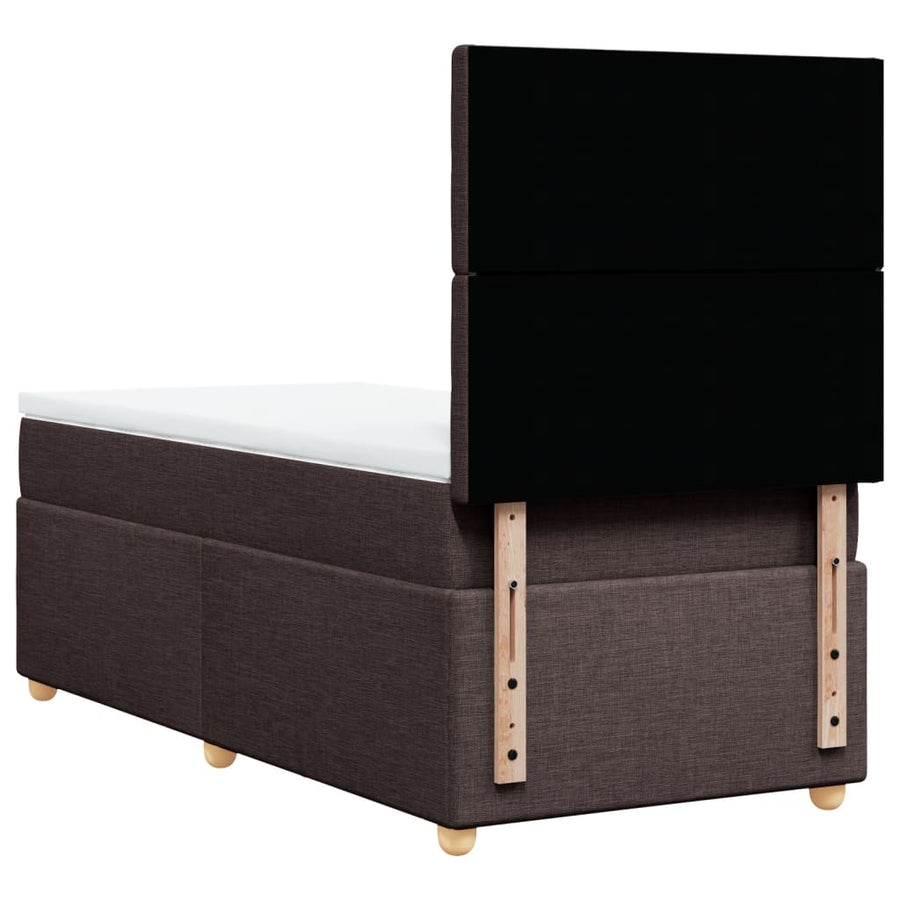 Boxspring met matras stof donkerbruin 90x190 cm
