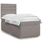 Box spring with fabric mattress taupe 90x190 cm