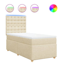 Boxspring met matras stof crèmekleurig 90x190 cm
