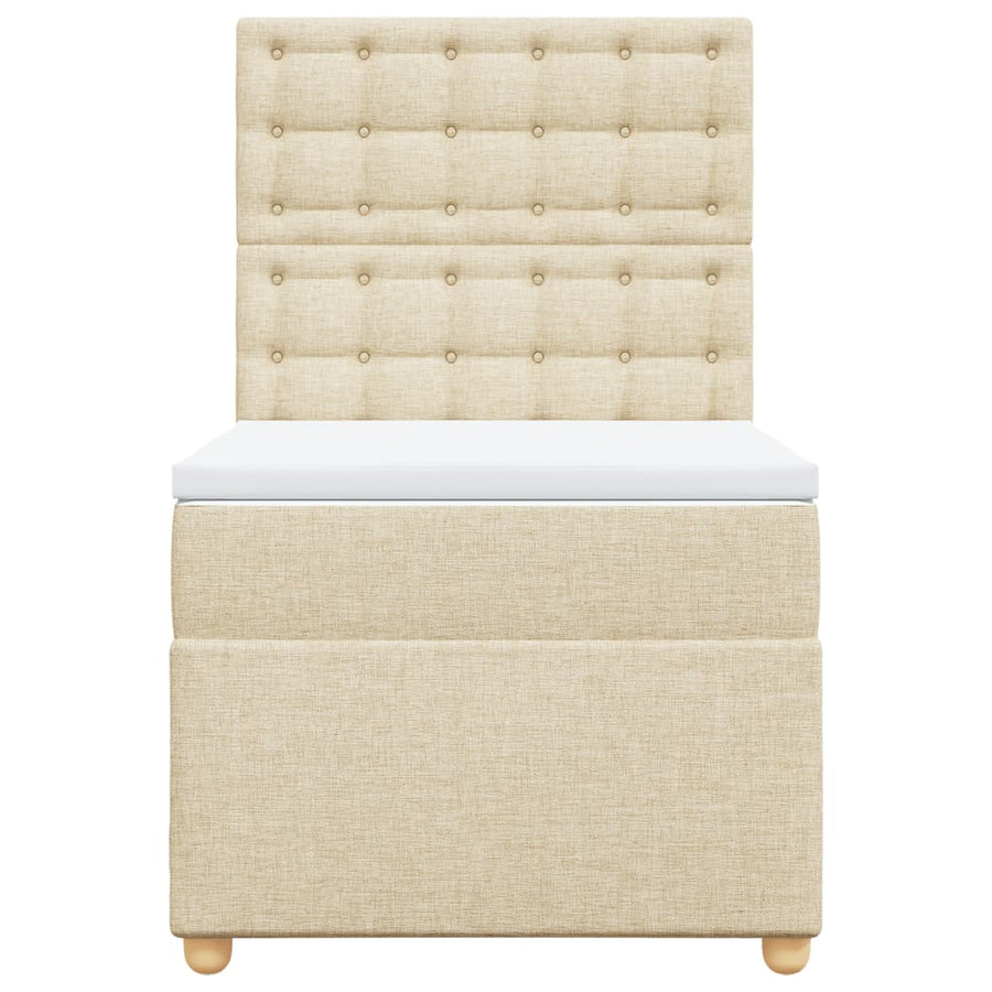 Boxspring met matras stof crèmekleurig 90x190 cm