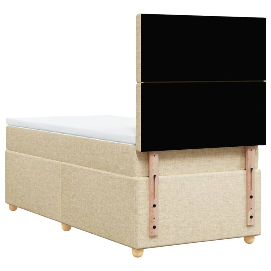 Boxspring met matras stof crèmekleurig 90x190 cm