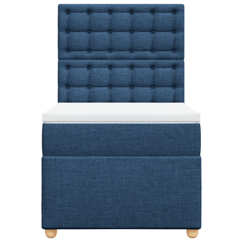 Boxspring met matras stof blauw 90x190 cm