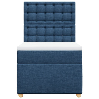 Boxspring met matras stof blauw 90x190 cm