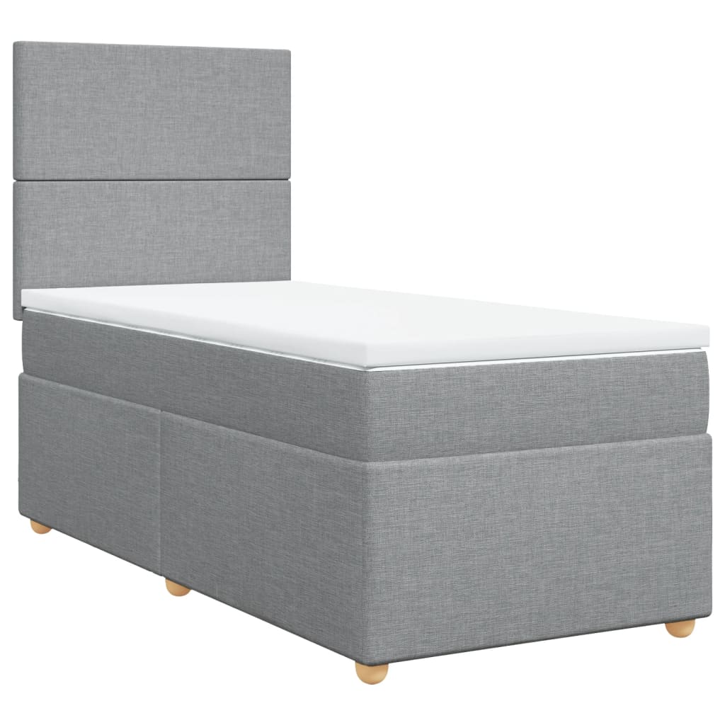 Boxspring met matras stof lichtgrijs 90x200 cm