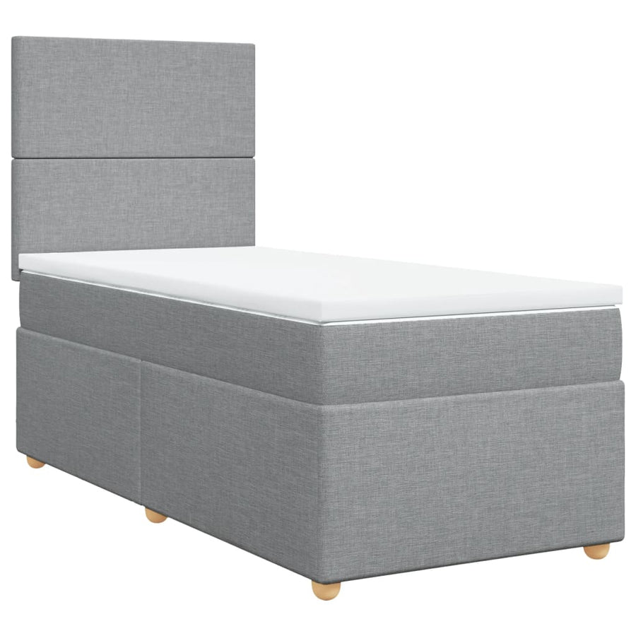 Boxspring met matras stof lichtgrijs 90x200 cm