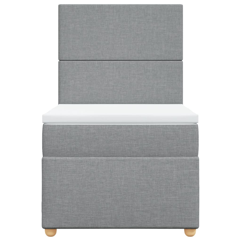 Boxspring met matras stof lichtgrijs 90x200 cm
