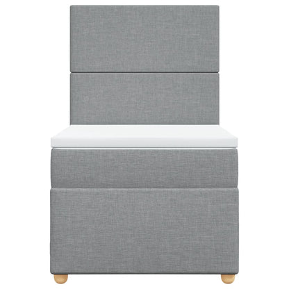 Boxspring met matras stof lichtgrijs 90x200 cm
