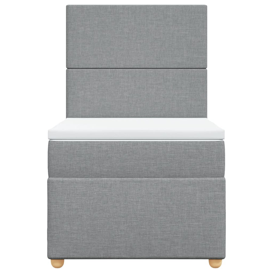 Boxspring met matras stof lichtgrijs 90x200 cm