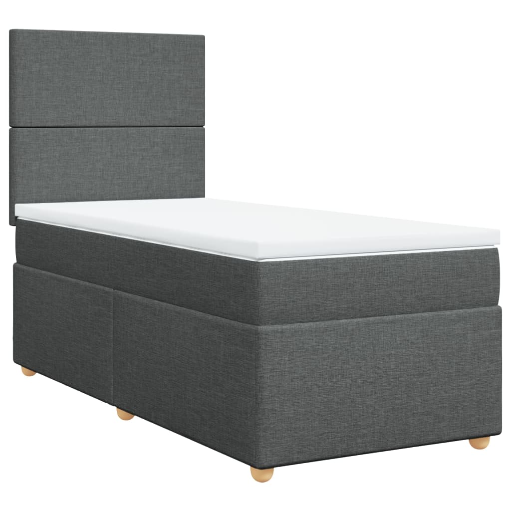 Boxspring met matras stof donkergrijs 90x200 cm