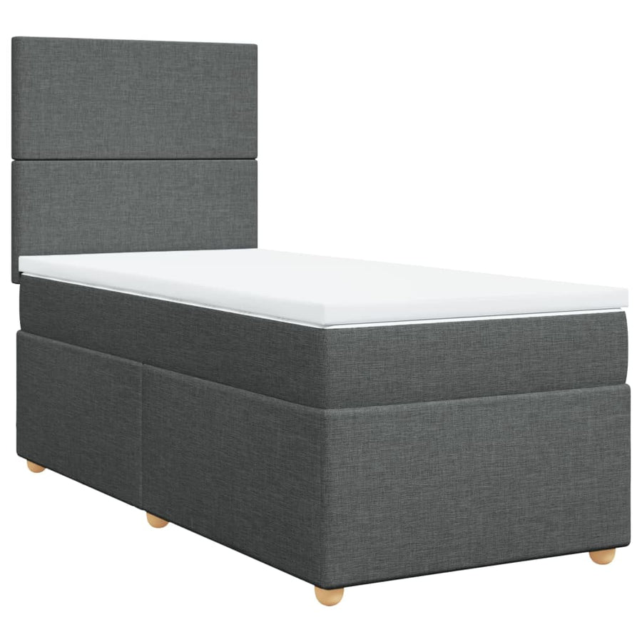 Boxspring met matras stof donkergrijs 90x200 cm
