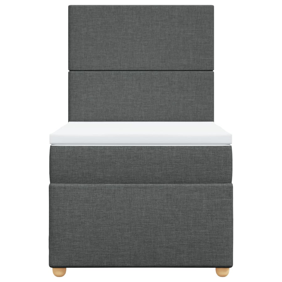Boxspring met matras stof donkergrijs 90x200 cm