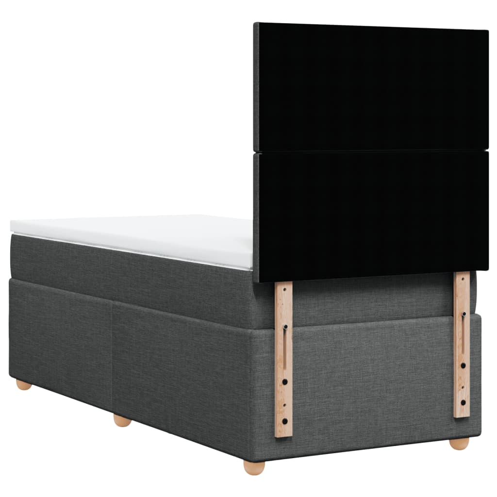 Boxspring met matras stof donkergrijs 90x200 cm