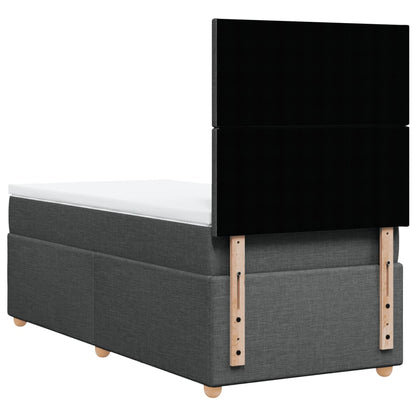 Boxspring met matras stof donkergrijs 90x200 cm