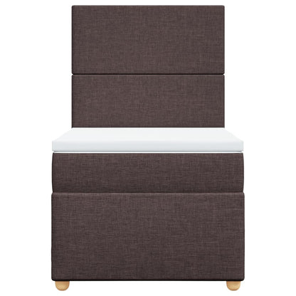 Boxspring met matras stof donkerbruin 90x200 cm