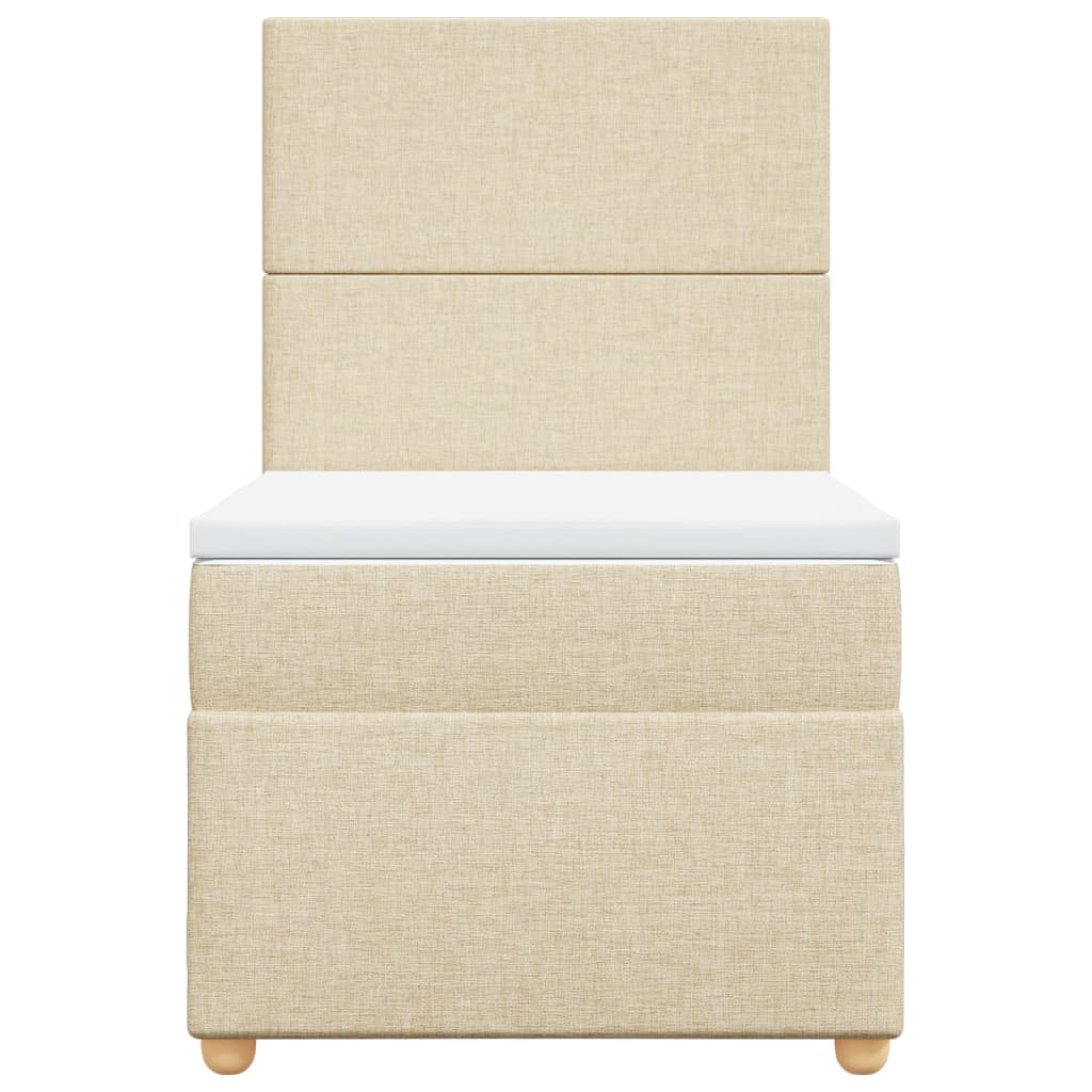 Boxspring met matras stof crèmekleurig 90x200 cm
