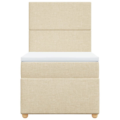 Boxspring met matras stof crèmekleurig 90x200 cm