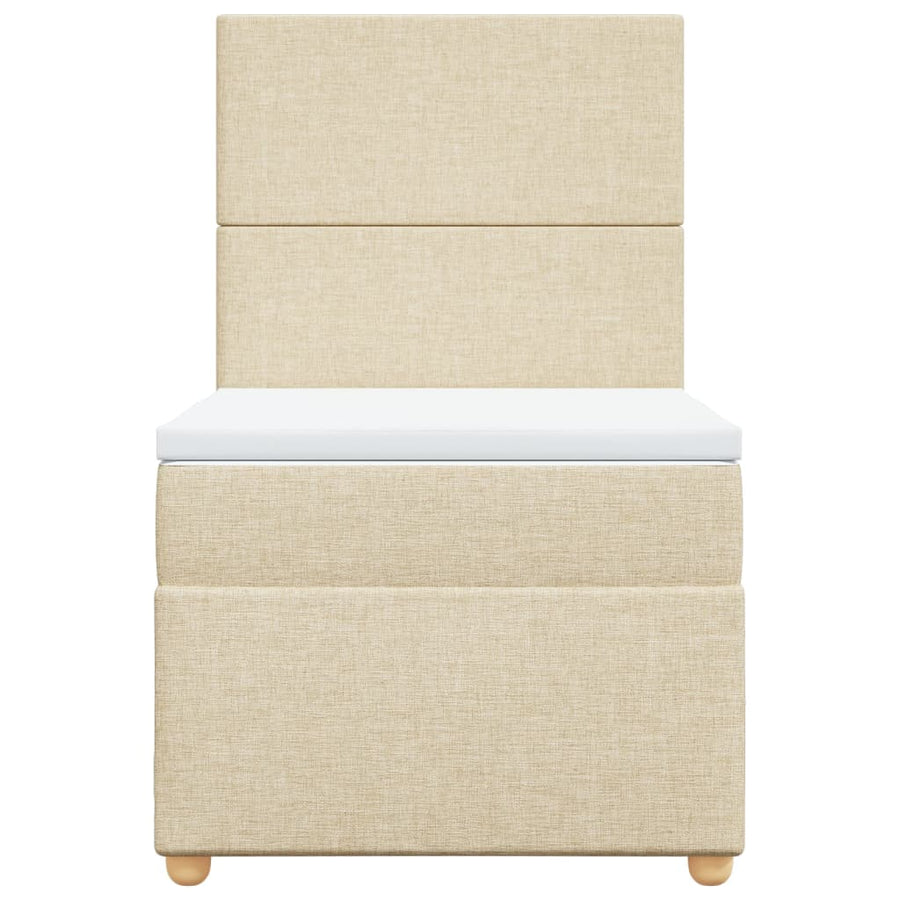 Boxspring met matras stof crèmekleurig 90x200 cm