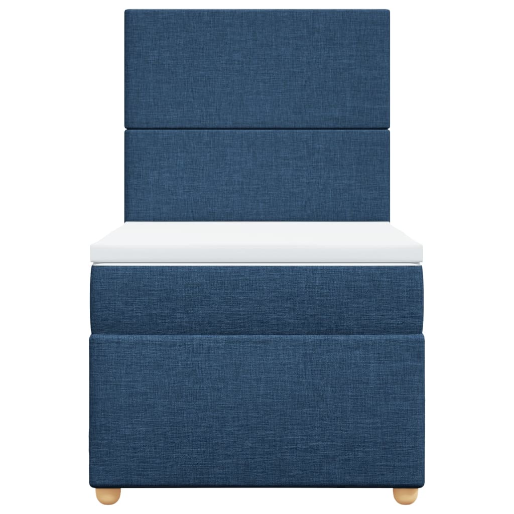 Boxspring met matras stof blauw 90x200 cm