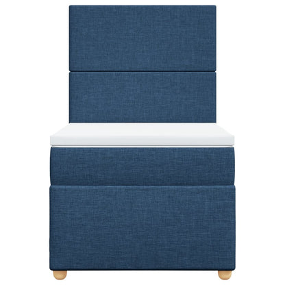 Boxspring met matras stof blauw 90x200 cm