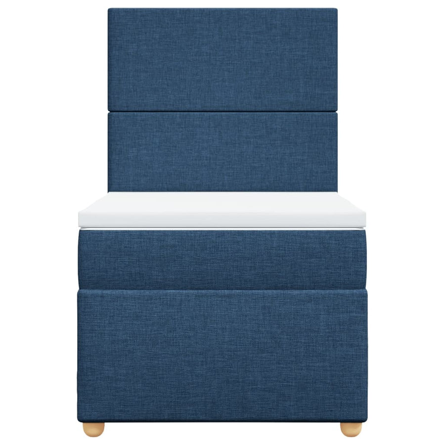 Boxspring met matras stof blauw 90x200 cm