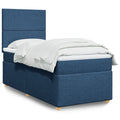 Boxspring met matras stof blauw 90x200 cm